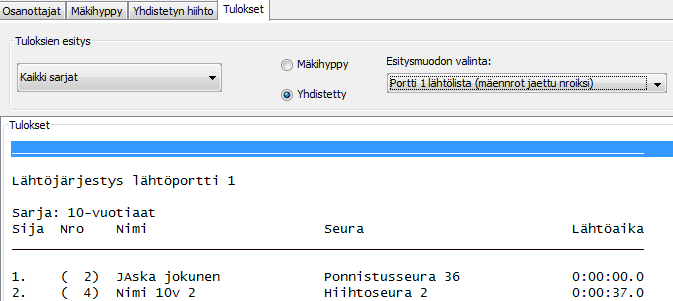 Vit valita YH mäkisuuden kierrkset Asetukset Kilpailutiedt ja asetukset Yhdistetyn asetukset välilehdeltä.