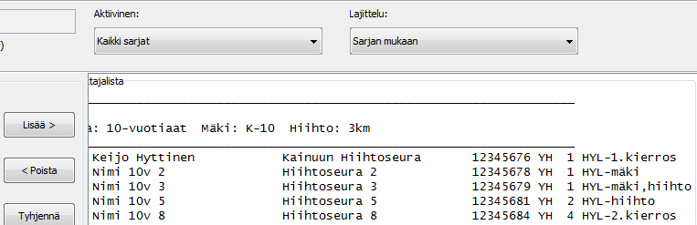 (erikismäessä vain kun Kilpailu hi valittu). 11.