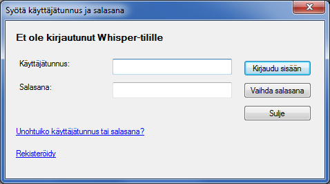 Hälytystietojen varmuustallennus verkkoon Whisper-tili Whisper-tilin avulla voi tehdä käyttäjien hälytystiedoista ja kuittaushistoriasta varmuuskopion verkkopalvelimelle.