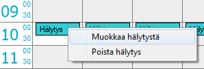 Kuvaus-kenttään voidaan kirjoittaa vapaata tekstiä yksittäiseen hälytykseen liittyen. Teksti näkyy kalenterinäkymässä mutta se ei tallennu lääkemuistuttimeen.