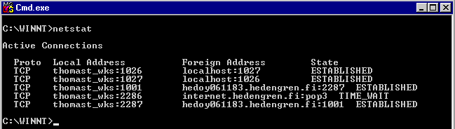 Tarkista Subnet-mask (aliverkon peite). Jos nämä asiat ovat oikein määritelty, siirry määritellyn IP-osoitteen tarkistukseen. Siirry komentokehotteeseen ja kirjoita komento ping <ip-osoite> [ENTER].