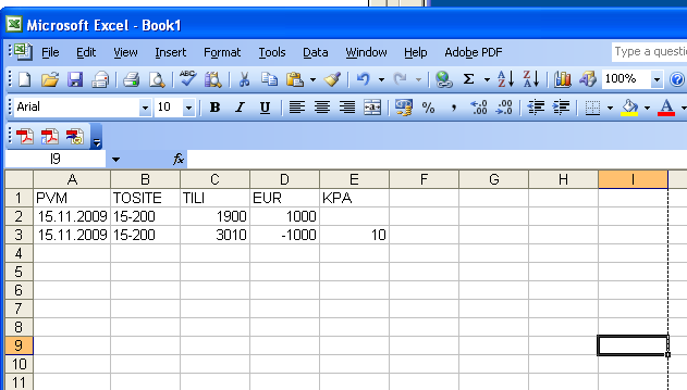 53 (68) Kuvio 32: Excel tiliöinti Excel-taulukko pitää tehdä tiettyyn muotoon, jotta tiedonsiirto onnistuu ja kun tapahtumia noudetaan Excel-taulukosta, täytyy Excel-taulukon olla avoinna