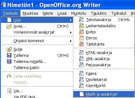 Matti Jaakkola 27.09.2007 Sivu 45 (47) Mallin käyttäminen Kokeilemme nyt malliamme. Alitamme uuden tekstiasiakirjan tekemisen, mutta tällä kertaa valikon Uusi kohdasta Mallit ja asiakirjat.