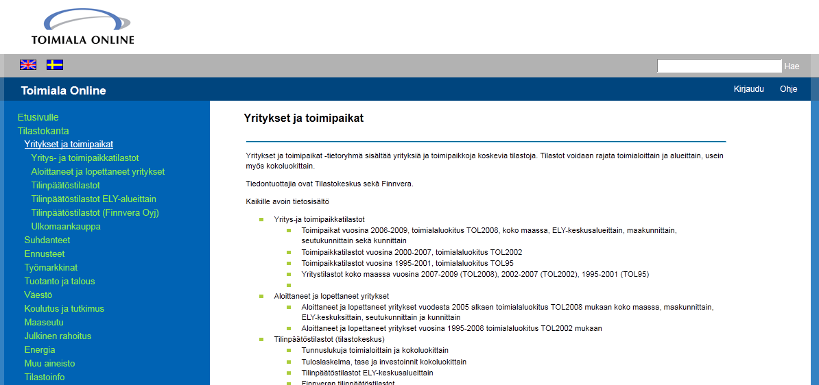 Avoimet aineistot vapaasti käytettävissä ilman tunnuksia 12.10.