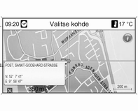 Navigointi 81 Reittiopastuksen aloitus Valitse Käynnistä navigointi käynnistääksesi reittiopastuksen näytettyyn osoitteeseen. Opastuksen selostus, katso luku "Opastus" 3 90.