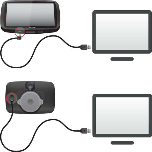 3. Valitse Lataa MyDrive Connect. Noudata näytön ohjeita. 4. Liitä navigaattori kehotettaessa tietokoneeseen laitteen mukana toimitetulla USB-kaapelilla ja käynnistä navigaattori.
