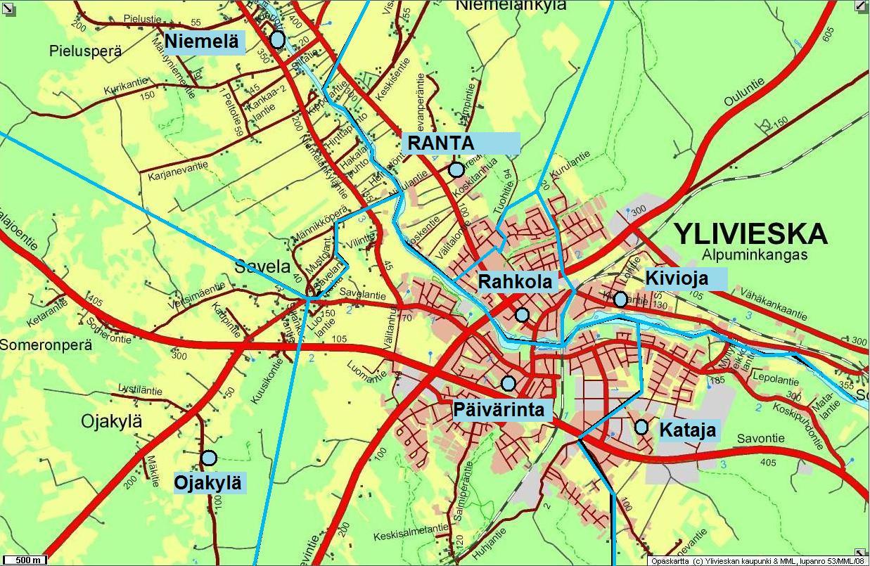 3. NYKYINEN KOULUVERKKO Ylivieskan kouluverkko on rakenteeltaan tiivis, sillä suurin osa kouluista sijaitsee noin viiden kilometrin säteellä kaupungin keskustasta.