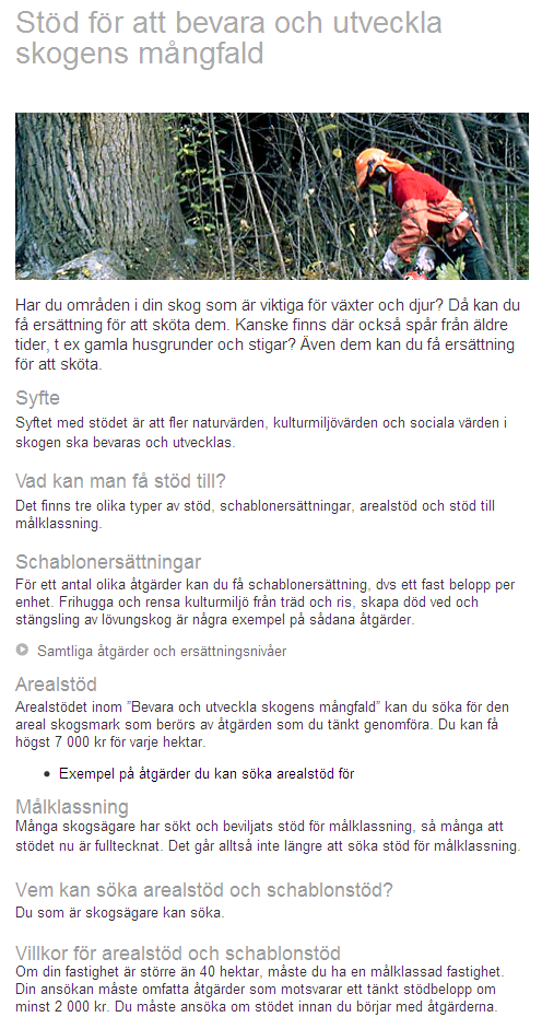Ruotsin tuet Metsien monimuotoisuuden säilyttäminen ja kehittäminen