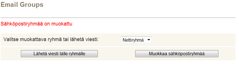 e-klubitalo jäsensivustojen ylläpito 32(33) Kuva 45. Sähköpostiryhmän valmistus Kuvan 45 mukainen näyttö ilmestyy. Voit nyt nimetä ryhmän.