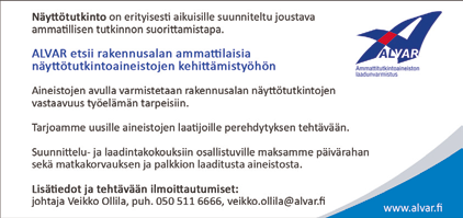 ALUETOIMISTOT TIEDOTTAVAT AIKUISKOULUTUSTA RAKENNUSLIITON MIKKELIN TOIMISTO MUUTTAA! Uusi osoite 28.10. alkaen: Vuorikatu 11 A 6, 50100 Mikkeli. Toimisto on avoinna maanantaisin ja tiistaisin klo 8.