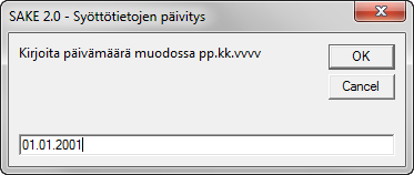 Painamalla Päivitä-painiketta Syöttösivulla tulee kuvaruudulle seuraavanlainen varmistus: Kuva 15. Talletuksen varmistaminen Mikäli kaikki on kunnossa, jatketaan päivitystä.