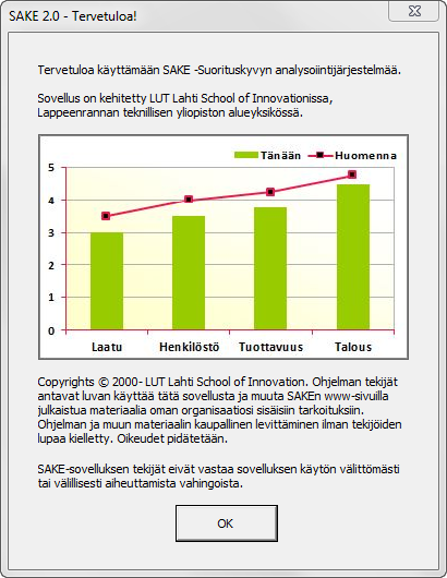 3 KUVARUUTUNÄKYMÄT Tässä kappaleessa esitellään sovelluksen kuvaruutunäkymät Excelin eri lehdillä, jotta käyttäjän on helpompi löytää oikeat taulukot ja painikkeet.