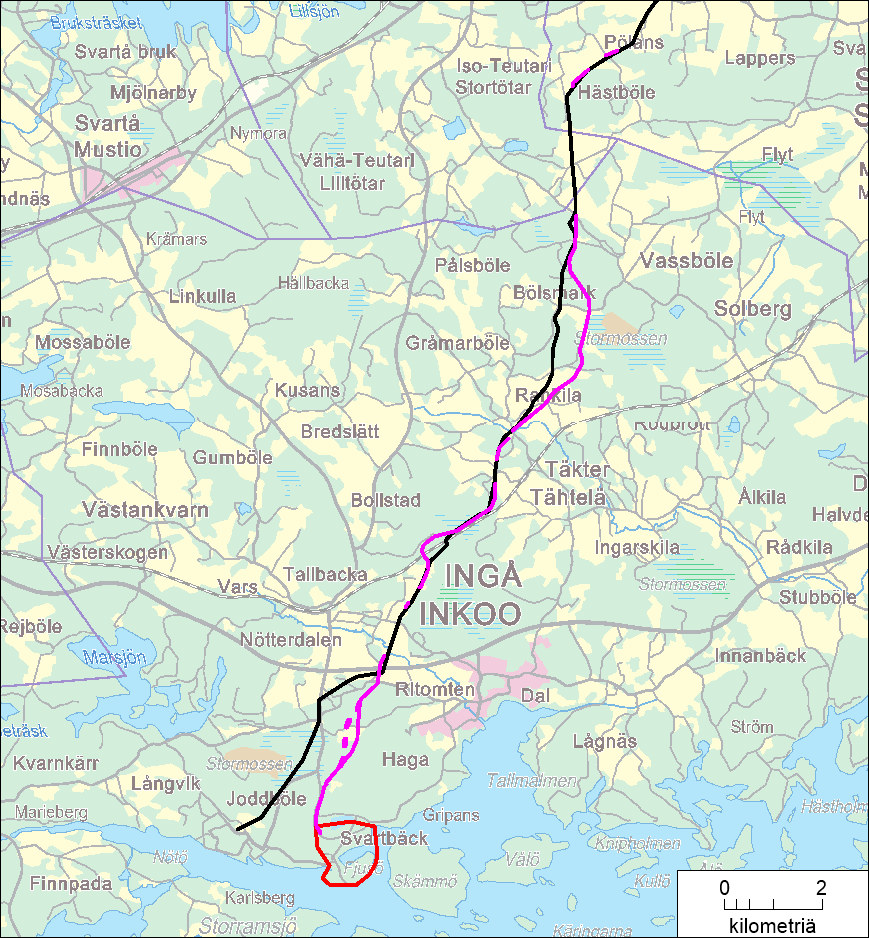 Kuva 1. Fjusön selvitysalueen sijainti (punainen rajaus). Kuva 2.