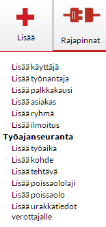 Urakkatietojen lisääminen Lisää ensin