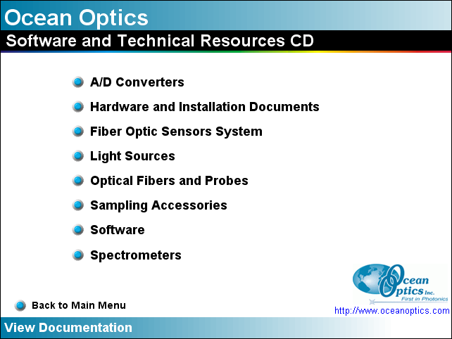 21 Ocean Opticsin ohjekirjat Ocean Opticsin oma, englanninkielinen Software and Technical Resources -cd-rom on kopioitu fysiikan laboratorion tietokoneisiin.