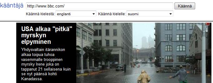 Valitse kielestä ja kielelle asetus, kirjoita käännettävä sana ja klikkaa Käännä.