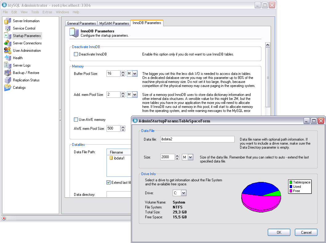 13 MySQL Administrator on suunniteltu toimimaan MySQL version 4.0 ja sitä suurempien kanssa.