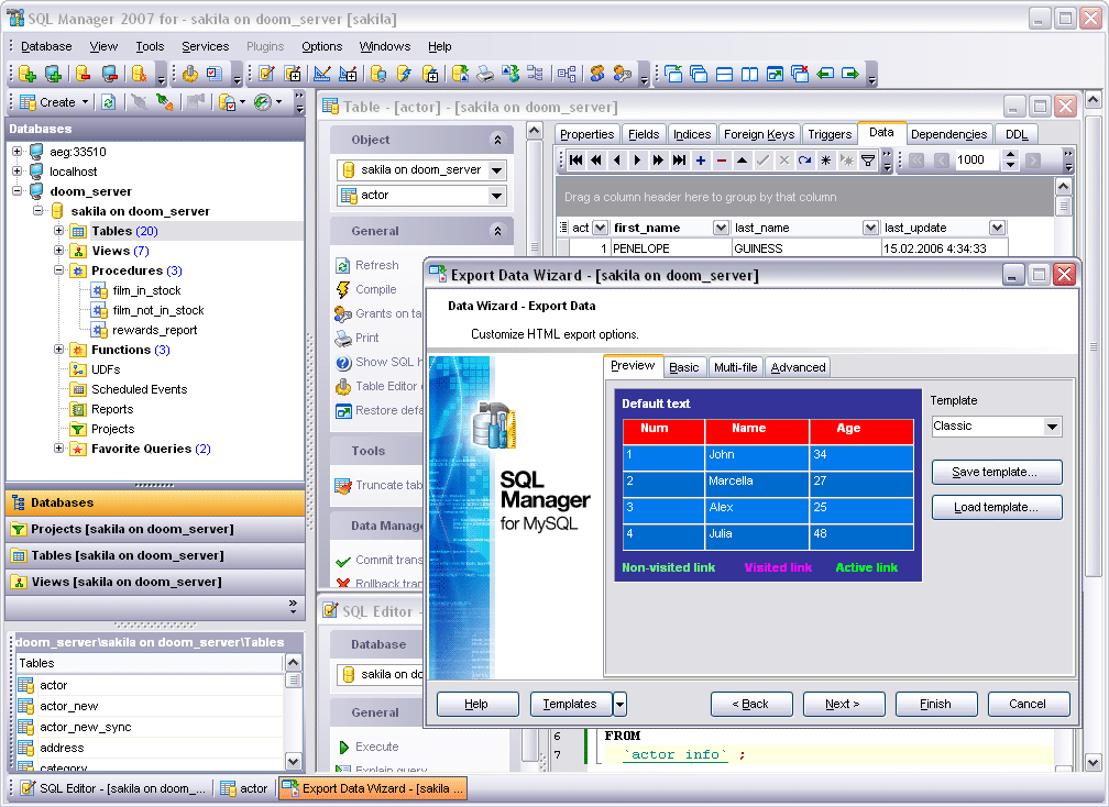 16 6 EMS SQL MANAGER FOR MYSQL Linkki: http://www.sqlmanager.net/products/mysql/manager käyttöjärjestelmät: Microsoft Windows Uusin versio: 4.3.2.