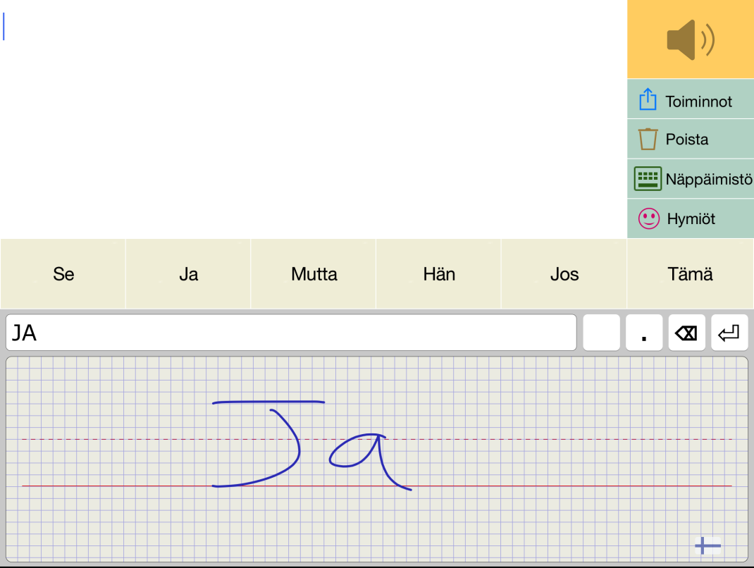 Kirjoitusalusta Kuten edellä mainittiin, tekstiä voi syöttää näppäimistön kautta, mutta käsinkirjoitussyötön mahdollisuus on myös olemassa (ainoastaan Suorassa kosketuksessa).