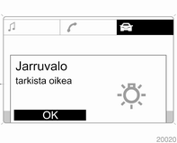 88 Mittarit ja käyttölaitteet varoitussignaali kuuluu kolme kertaa, jos takaosan kuljetusteline on ojennettu käyttövalmiiksi ja peruutusvaihde valitaan Kun auto pysäköidään ja kuljettajan ovi avataan