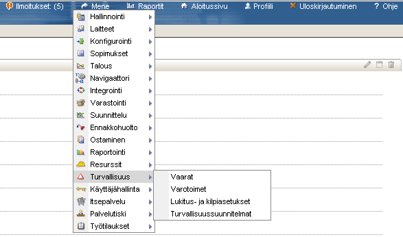 23 Konfigurointi, Suunnittelu, Ennakkohuolto, Raportointi, Resurssit, Käyttäjähallinta, Itsepalvelu, Palvelutiski ja Työtilaukset. Jokaisesta moduulista löytyy omat sovelluksensa.