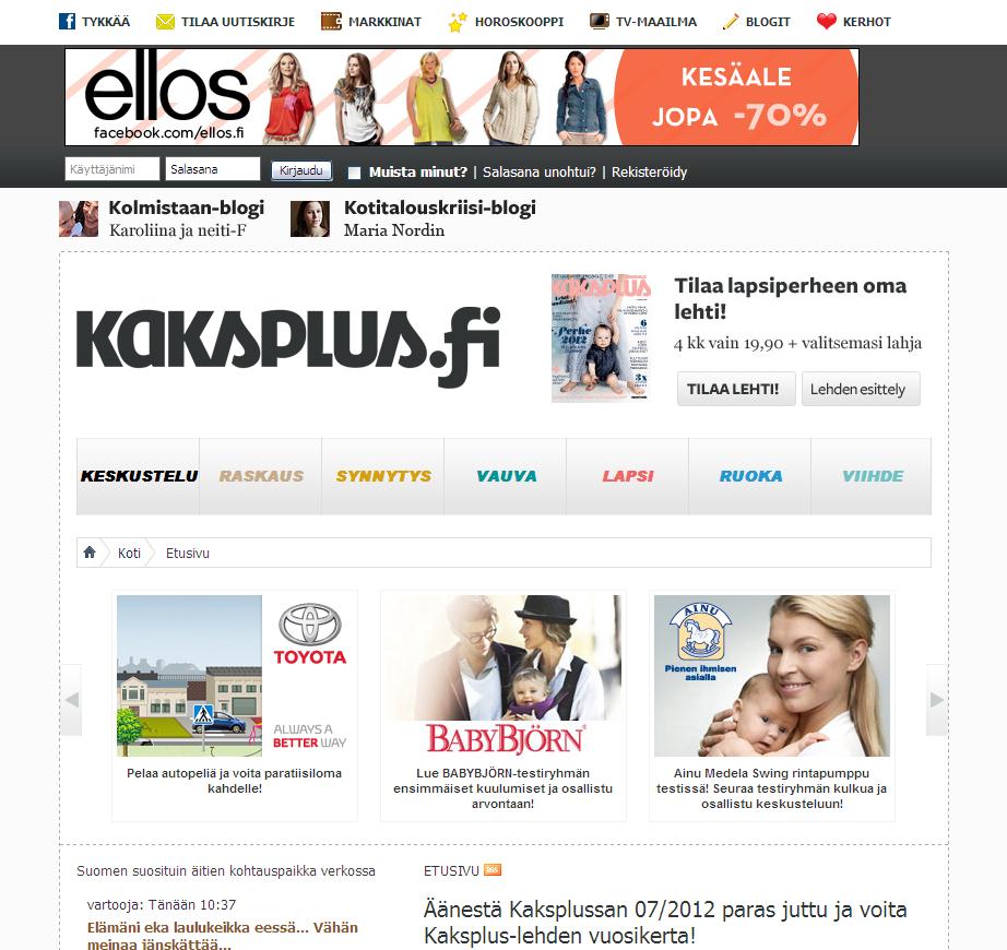 Kaksplus.fi profiilimittaus / 2012 (2) Tutkimuksen tausta ja tutkittu sivu Kaksplus.fi profiilitutkimus 18. - 25.6.