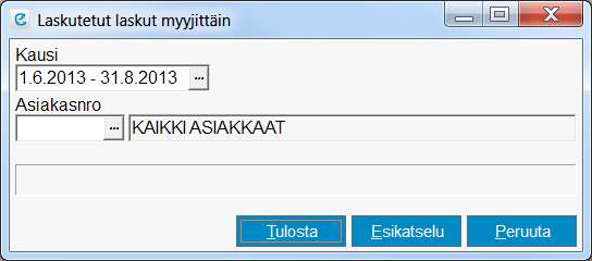 7.12 Laskutetut laskut myyjittäin Laskutetut laskut myyjittäin raportilla voi katsoa kaikki halutut laskut tietyltä päivämääräväliltä myyjittäin eroteltuna.