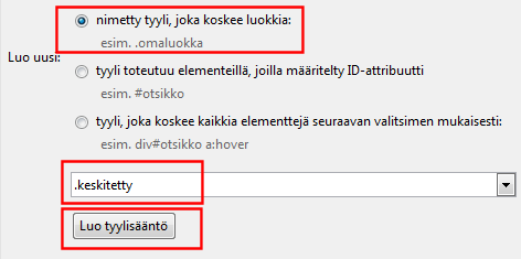 KompoZer s. 14/15 5. Tee kullekin luodulle elementille tyylimääritykset.