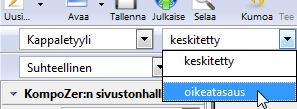 KompoZer s. 15/15 Luokkavalitsimen käyttäminen 1. Valitse se tekstialue, johon haluat soveltaa tyyliä. 2.