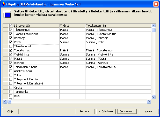 LÄHDEKENTTIEN VALINTA