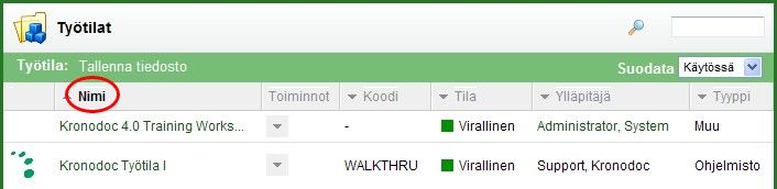 12 Järjestäminen tapahtuu Kronodocissa joko näkyvän tai piilotetun arvon mukaan. Järjestystyyppi on tietyille kentille ennalta määrätty, eikä sitä voi muuttaa.