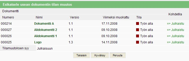 49 Huom: Kohdetilojen perässä olevat numerot ilmaisevat, miten moni leikepöydän dokumenteista voidaan siirtää kyseiseen tilaan.