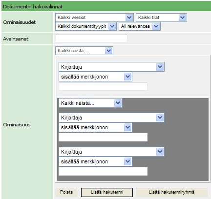 62 3.1.3 Laajennettu haku Laajennetun haun avulla voit hakea dokumentteja laajennettujen hakuehtojen perusteella.
