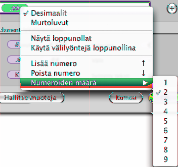 Muokatun numeromuodon desimaalielementin määrittäminen Desimaalilukujen elementtien avulla voit muokata desimaalilukujen ulkoasua taulukon solussa.