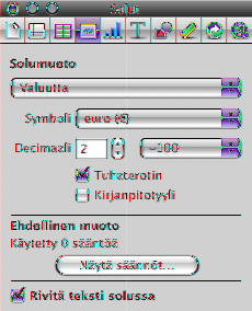 mm Käytä Taulukkoasetuksissa taulukkokohtaisia säätimiä, kuten kenttiä, joiden avulla voit säätää tarkasti sarakkeen leveyttä ja rivin korkeutta.