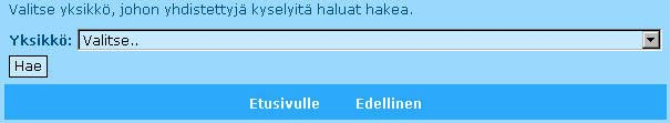 Excel muodossa listaus näyttää tältä. Tällöin Excel avautuu selaimeen. 2.3 Kyselyt ja ammattikorkeakoulut - Haulla voit hakea johonkin yksikköön liitettyjä kyselyitä.