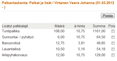 115 Tallenetaan palkkakauden alkutiedot painamalla Hyväksy ja siirry eteenpäin.