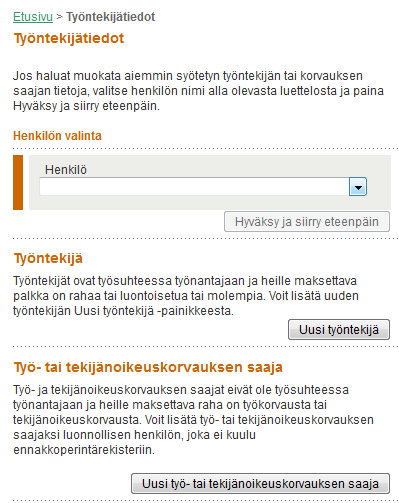 60 Viimeinen työnantajan tietoja koskeva sivu Palvelun käytön keskeytys, joka ei ole mahdollista oppimisympäristössä. Keskeytyksestä on kerrottu tarkemmin kappaleessa 2.1.