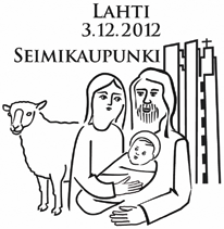 5.12.2012 Kirkonseutu 24 /2012 11 Seimipostia Lahdesta Lahdesta lähetetään jo kahdeksatta kertaa joulupostia, joka leimataan seimileimalla.