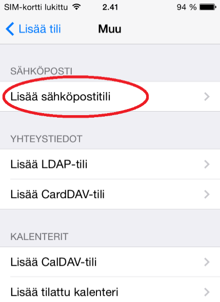 Elisa Oyj 15/31 6.2. iphonen ja ipadin IOS -asetukset Posti, yhteystiedot, kalenterit Valitse kohta Asetukset, jolloin avautuu vierellä oleva näkymä.