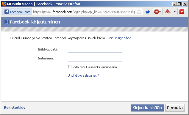 5.7.2 Facebook kirjautuminen Magento Connectista löytyy ilmainen Facebook Connect and Like Free -lisäosa, jonka avulla asiakas voi kirjautua Facebook-tunnuksillaan verkkokauppaan.