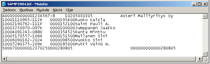 20/32 Vusoipäivitys 21.3.2005 Asteri Windows Palkanmaksu Tiedosto kannattaa luoda kahteen eri