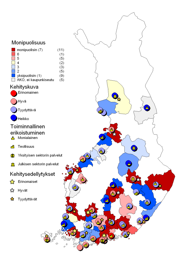 21 4.3 Kainuu kansallisessa aluerakenteessa Vähittäisestä kansallisen aluerakenteen keskittymistrendistä huolimatta Suomessa on edelleen maantieteellisesti tasapainoinen aluerakenne.
