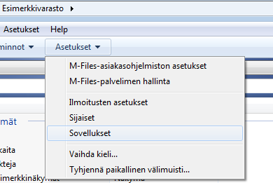 14.2 Sovellusten käyttäminen Kun sovellus on asennettu M-Files-palvelimen hallinnassa varastokohtaisesti, on se käytettävissä M-Files-asiakasohjelmiston käyttäjille.