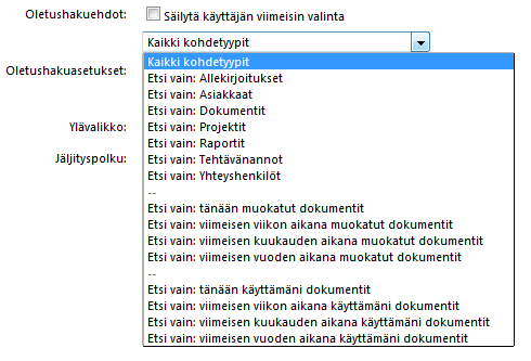 M-Filesin www-käyttöliittymä näyttää tältä, kun asettelu "Ainoastaan listausalue" on valittuna. Tällöin käyttäjät eivät näe kohteiden metatietoja eivätkä pysty tekemään hakuja.