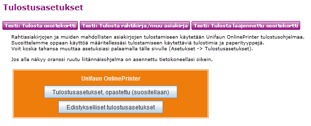 5 Kun näyttöön tulee oranssi ruutu, Unifaun