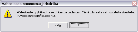 9.7.2012 5 (25) 1.6 Seuraavaksi avautuu sivu, jossa on esitäytettynä varmenteeseen tuleva käyttäjätieto. Tarkista tietojen oikeellisuus ja täytä mahdolliset tyhjät kentät.