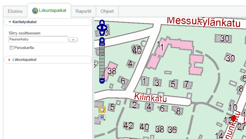 2. Karttatyökalut 2.1 Lähennä Lähennä painike valittuna (kuva 6) voit lähentää karttanäkymää klikkaamalla hiiren vasenta painiketta kartalla.