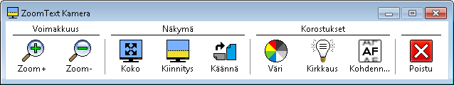 ZoomText Kamera (jatkuu) ZoomText kameran käyttäminen Käytä seuraavaa prosessia aloittaaksesi, konfiguroidaksesi ja ZoomText kameran käyttämiseksi. ZoomText kameran käynnistäminen 1.