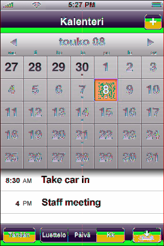 Kalenterin katsominen Voit katsoa eri tiliesi kalentereita yksinään tai voit yhdistää kaikkien tilien tiedot yhteen kalenteriin.